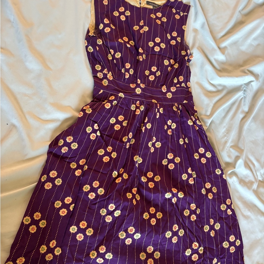Purple A-Line Midi Dress for Wedding Guests